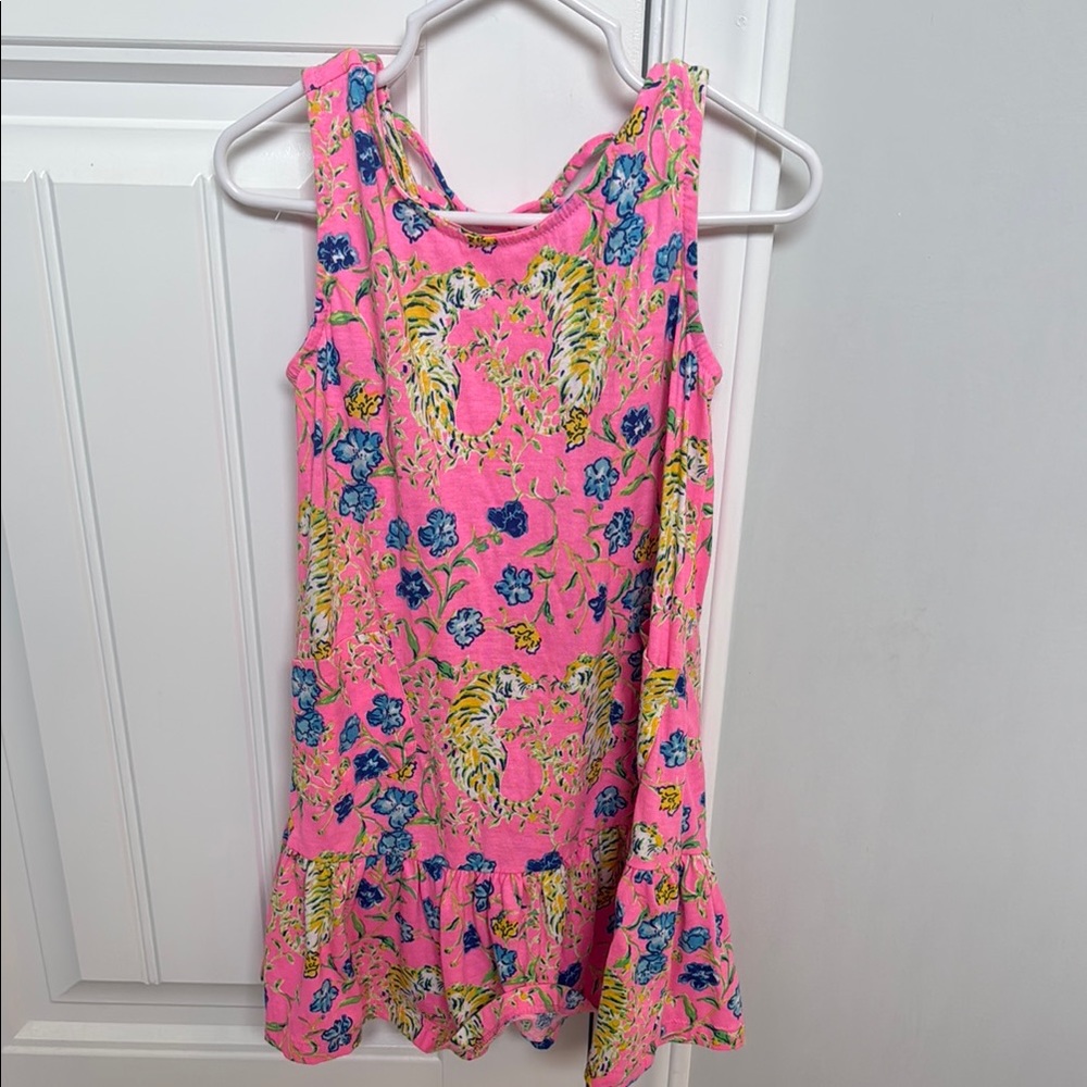 Lilly Pulitzer Girls Floral Pink Sleeveless Dress S (4-5)